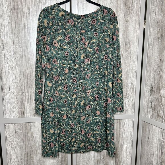 Peruvian Connection Short Floral Dress Green Color Floral Print Pockets Size M - Picture 7 of 7
